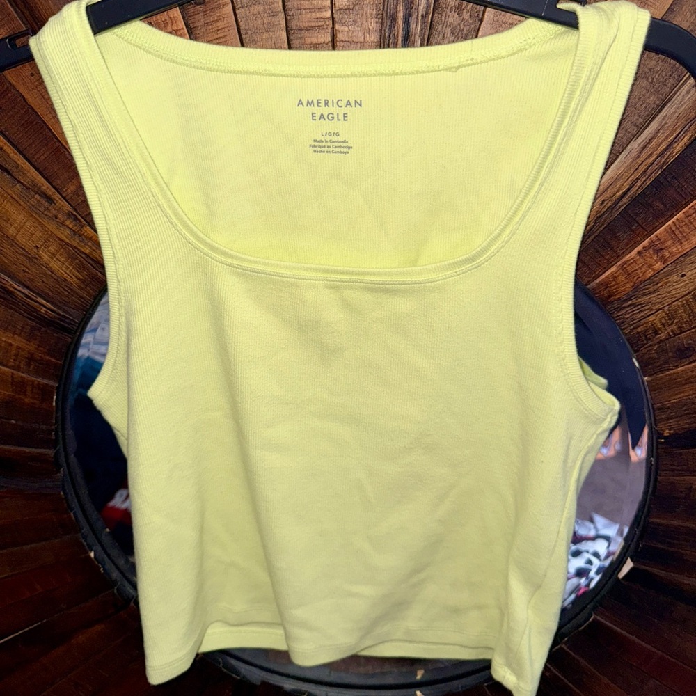 American Eagle ribbed lime green tank top size large